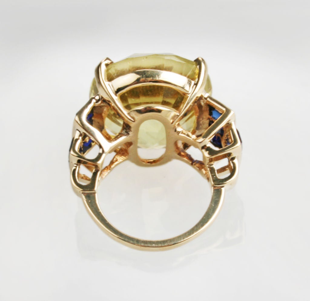 Large Faceted Citrine and Gold Ring 1
