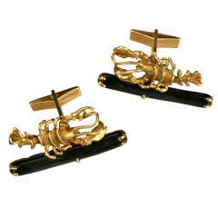 Fabulous Lobster and Black Coral Cuff Links