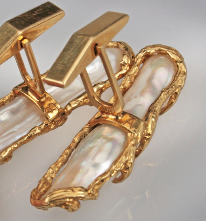 Elongated Baroque Pearl Cuff Links 1