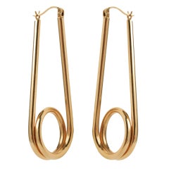 Modernist  Gold Safety Pin Earrings