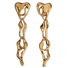 Sculptural Biomorphic Gold Earrings