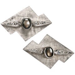 1950s Modernist White Gold Cufflinks