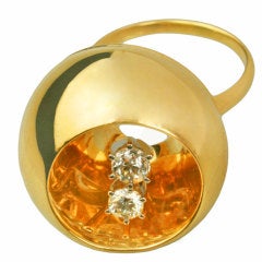 Gold Orb Cocktail Ring with Diamonds