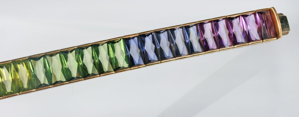 Multi Colored Semi Precious Faceted Stone Bracelet For Sale at 1stDibs