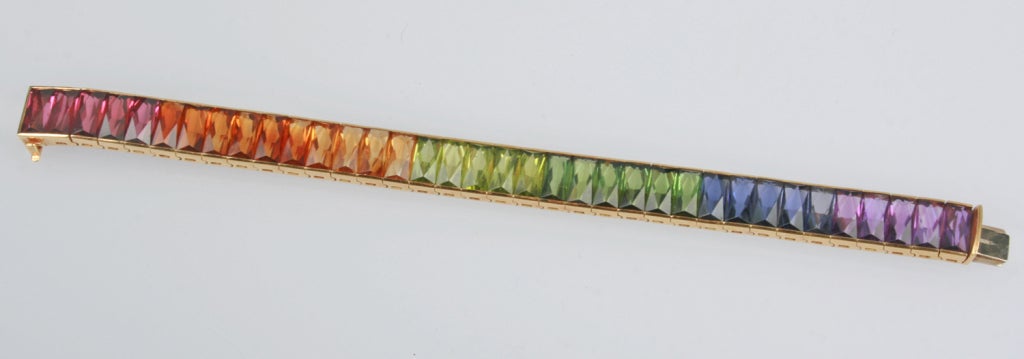 Multi Colored Semi Precious Faceted Stone Bracelet For Sale 1