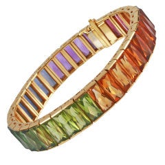 Multi Colored Semi Precious Faceted Stone Bracelet