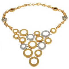 Italian Geometric Yellow and white Gold Circle Necklace