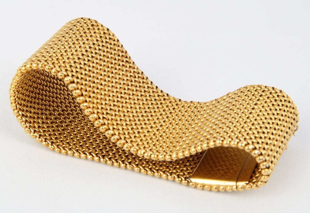 Women's Wide Woven Gold Bracelet