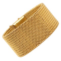 Wide Woven Gold Bracelet