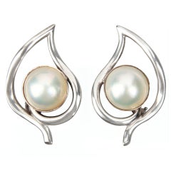 Tiffany Sterling SIlver and Mabe Pearl Earrings