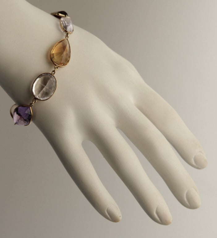 The large ring sized oval and tear drop shaped stones are beautifully cut and the bracelet is quite nice on the wrist.