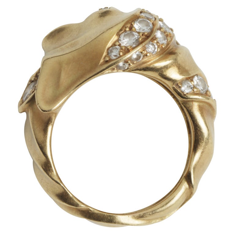 Pedro Boregaard Gold and Diamond Ring In Excellent Condition For Sale In Chicago, IL