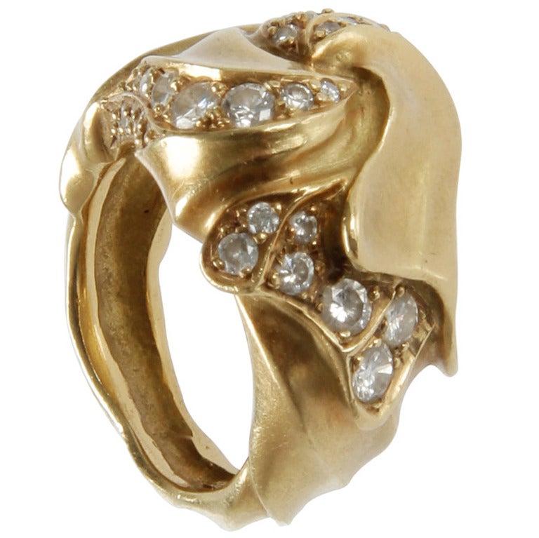 Pedro Boregaard Gold and Diamond Ring For Sale