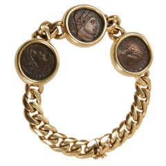 Bulgari Link Bracelet with Three Roman Coins
