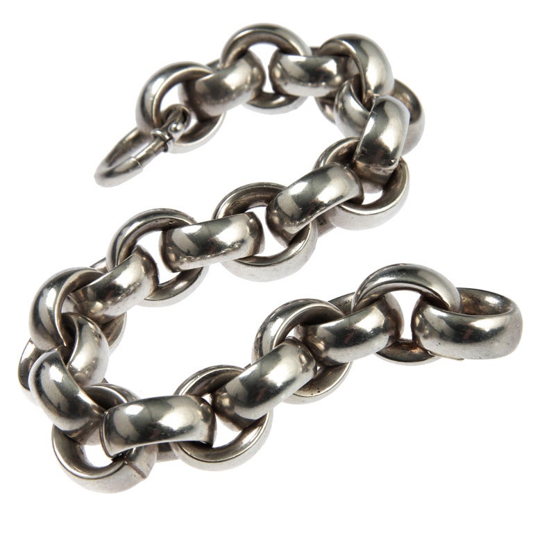 Large Link Silver Bracelet