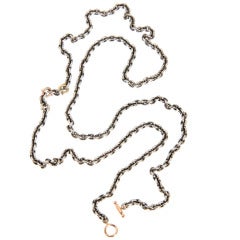 Pedro Boregaard Sterling Chain Necklace with White and Yellow Gold Accents