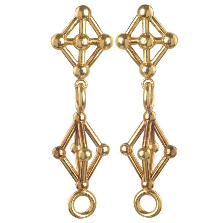 Lalaounis  Geometric Long Dangle Earrings For Sale