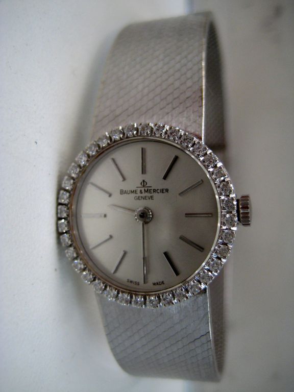 Baume & Mercier 60s 18K White Gold Watch w/ Diamonds 4