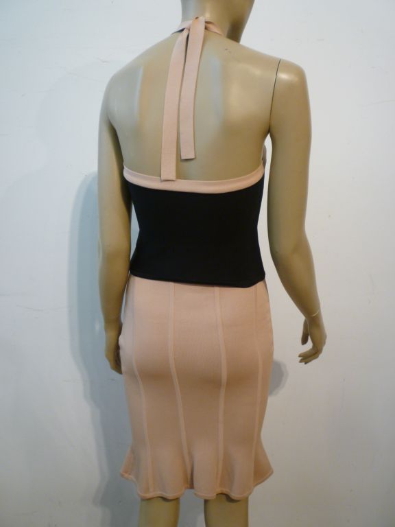 Hervé Leger 2 Pc. Knit Ensemble in  Black & Nude