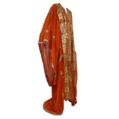 Antique Sheer Rayon Caftan with Extravagant Metallic Embroidery