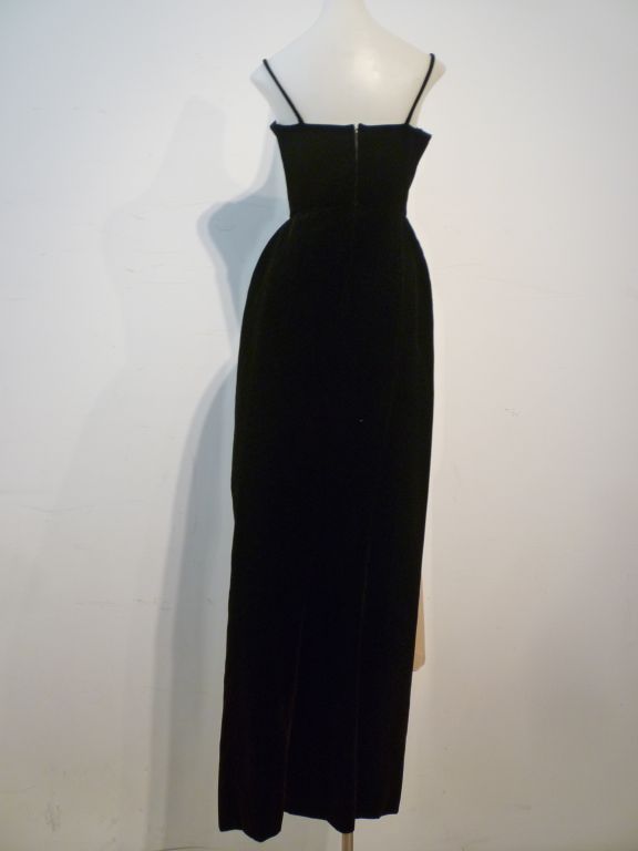 Brown Bob Bugnand Extraordinary 60s Couture Label Velvet Gown