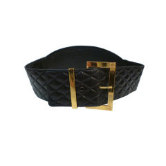 Chanel 80s Quilted and Topstitched Lambskin Corset Belt