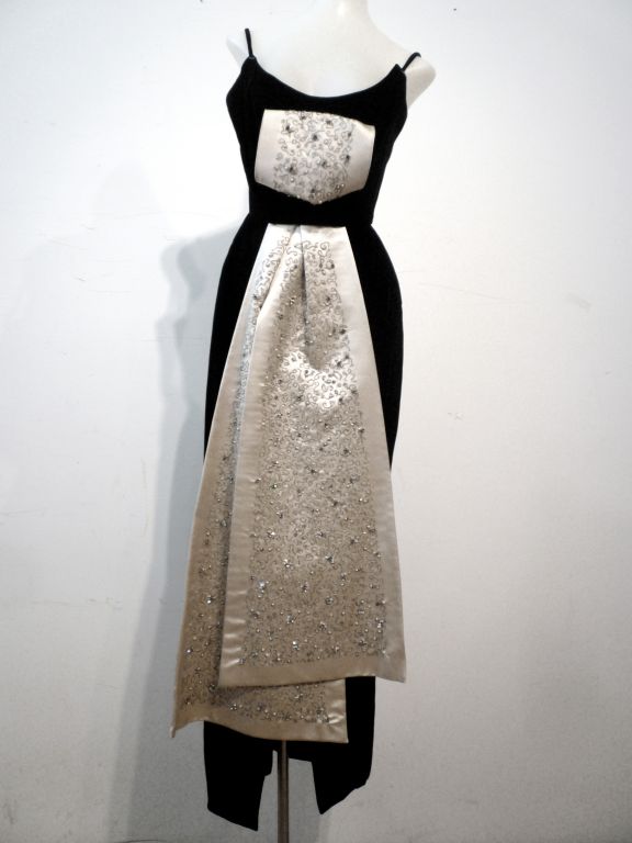 Bob Bugnand Extraordinary 60s Couture Label Velvet Gown 1