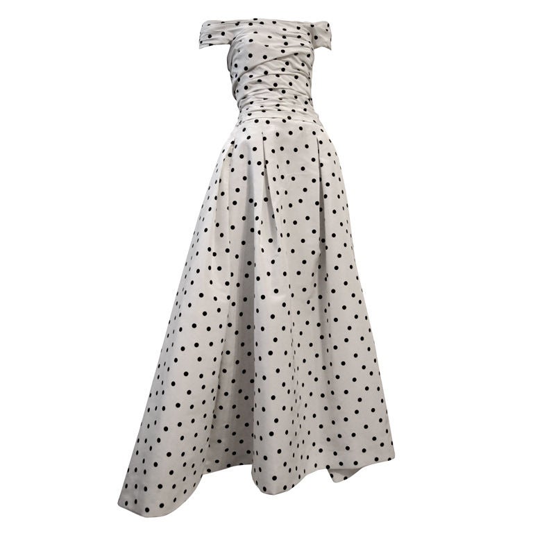 Pierre Balmain Couture by Oscar De la Renta Polka Dot Ball Gown