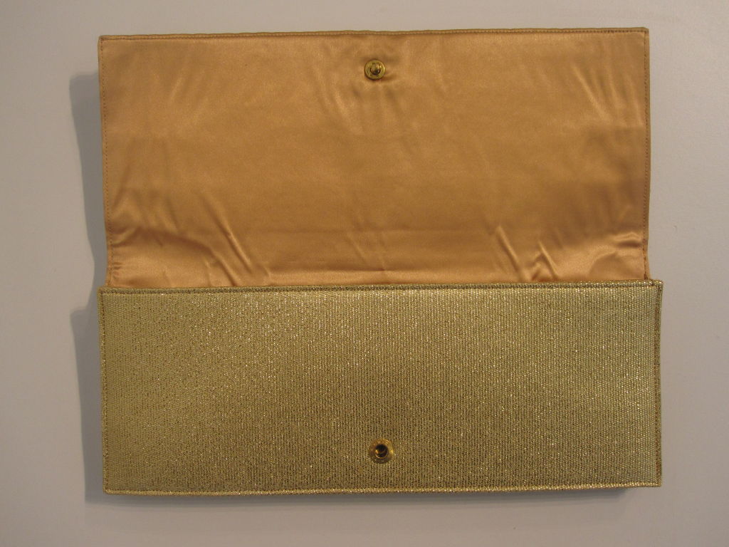 Women's Nettie Rosenstein Gold Pearl Rhinestone Envelope Clutch 60s