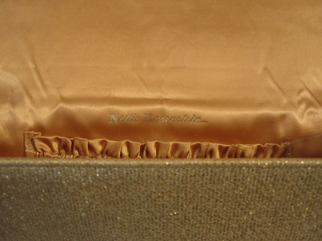 Nettie Rosenstein Gold Pearl Rhinestone Envelope Clutch 60s 2