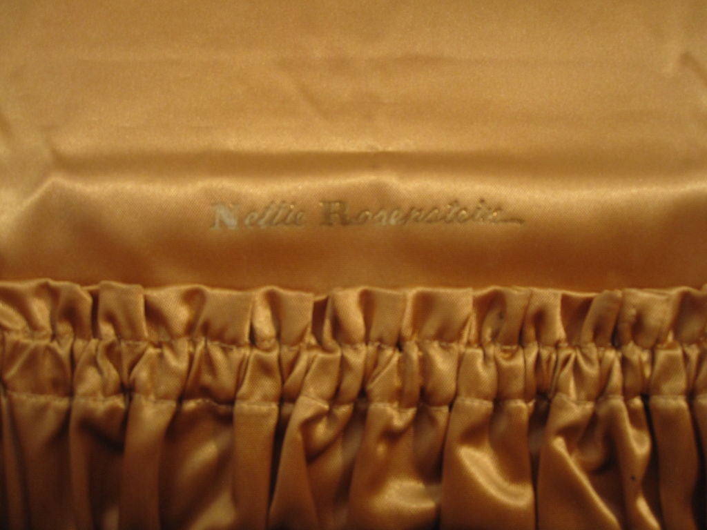 Nettie Rosenstein Gold Pearl Rhinestone Envelope Clutch 60s 3