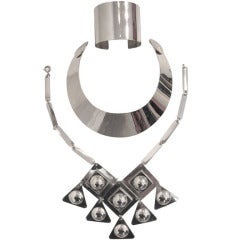 Mod Chrome 3-Piece Collection - Collar - Necklace - Cuff