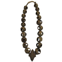 Massive Hand-Crafted African Brass Bead Necklace 10