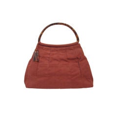 Chanel Handbag in Rust Cotton Twill and Faux Tortoise