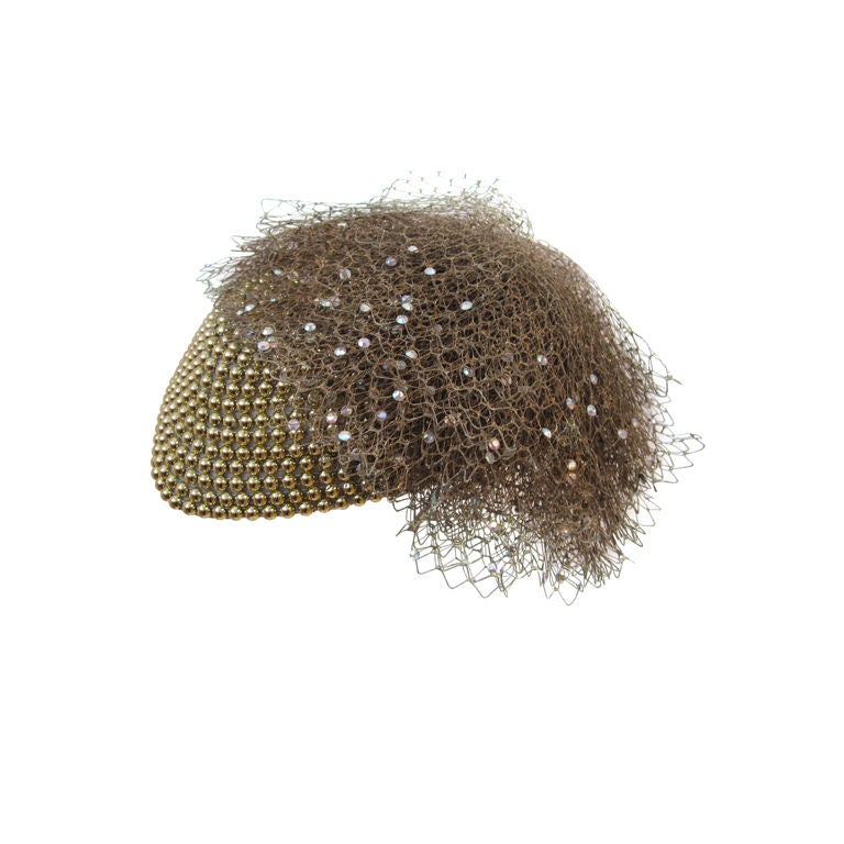 Jack McConnell 80s Solid Gold Beaded "Military" Hat