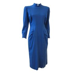 Vintage Luisa Spagnoli Electric Blue Wool Sculpted Dress