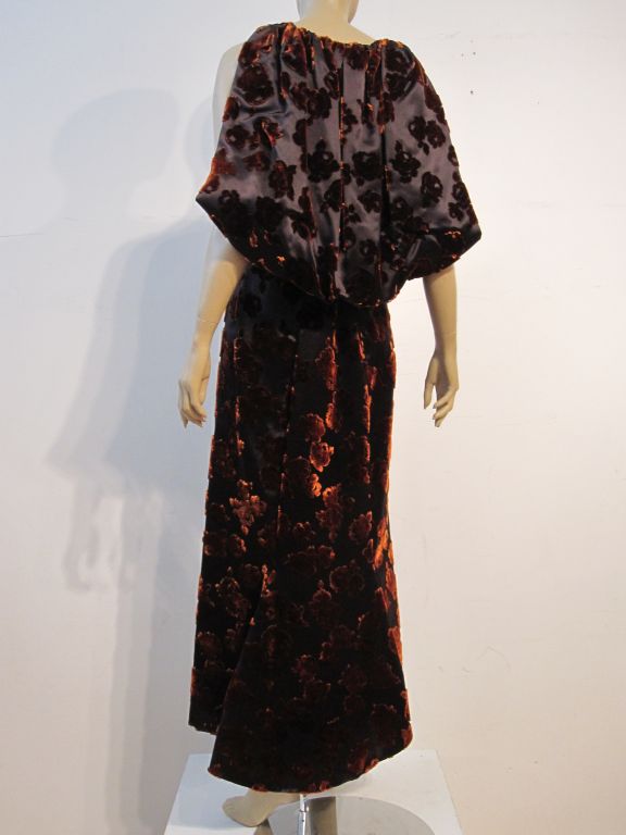 Women's French SilkVelvet Dress and Opera Cape by Simone Pieltain For Sale