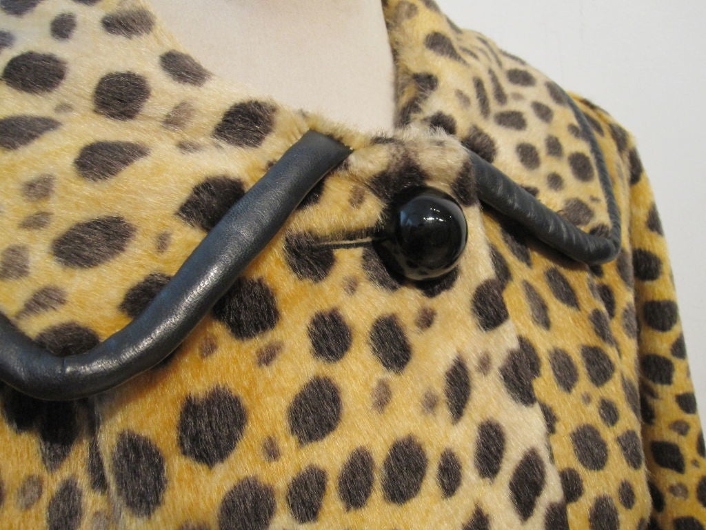 60s Fabulous Faux Cheetah Coat with Cropped Mod Styling 2