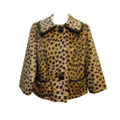 Vintage 60s Fabulous Faux Cheetah Coat with Cropped Mod Styling