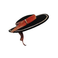 40s Hat in Apricot and Black Velvet - Spanish Style 12