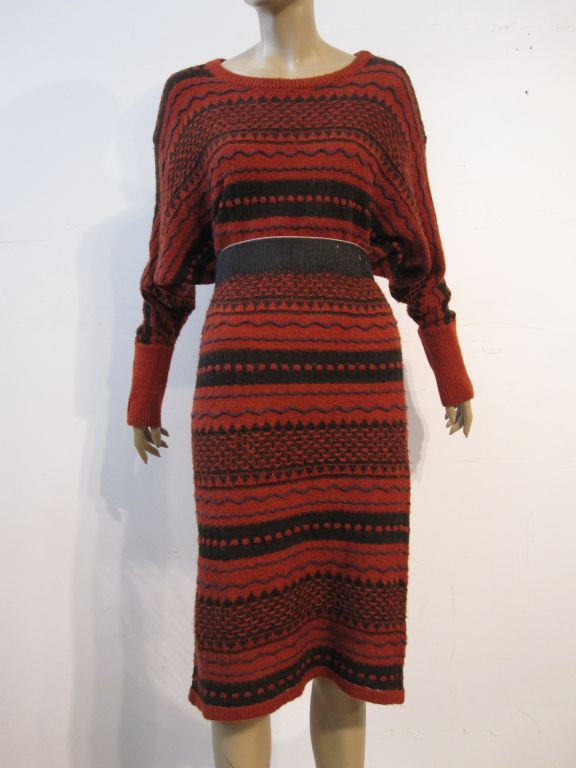 Issey Miyake Textured "Fair Isle" Sweater Dress