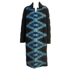 Retro 80s Navajo Style Blanket Coat w/ Beading