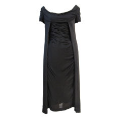 Ceil Chapman 60s Black Silk Jersey Draped Cocktail Dress