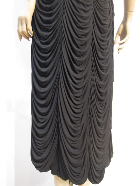 Ceil Chapman Black Silk Jersey Draped 50s Cocktail Dress 1