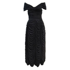 Ceil Chapman Black Silk Jersey Draped 50s Cocktail Dress