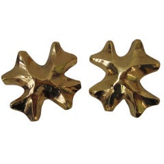 Lacroix Sculpted Gold Cross Earrings