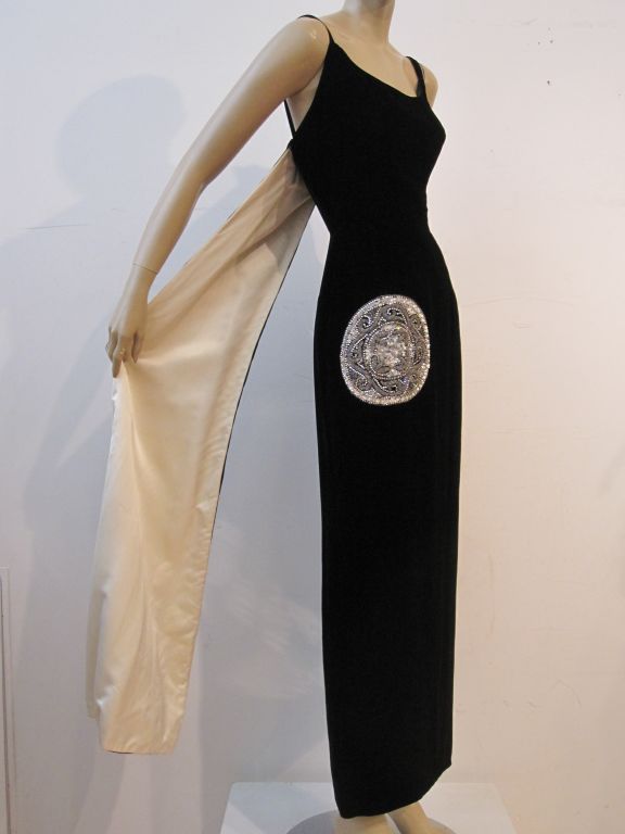 Women's Incredible 50s Mr. Blackwell Velvet Gown w/ Glittering Medallion