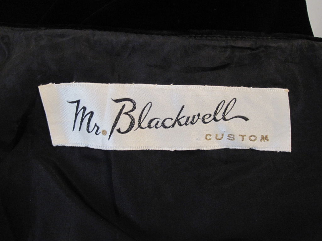 Incredible 50s Mr. Blackwell Velvet Gown w/ Glittering Medallion 4