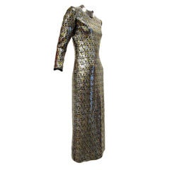 Leo Narducci 60s Silver and Gold Solid Sequin Evening Dress 11