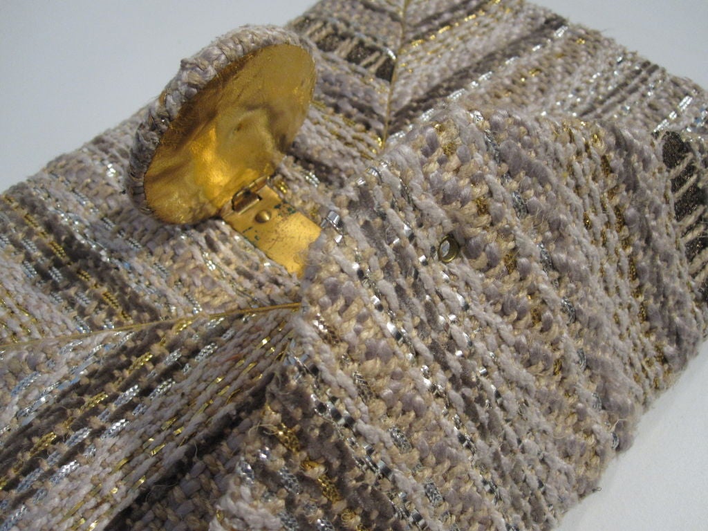 Harry Rosenfeld 40s Clutch in Beautiful Tweed and Gold Leather 3